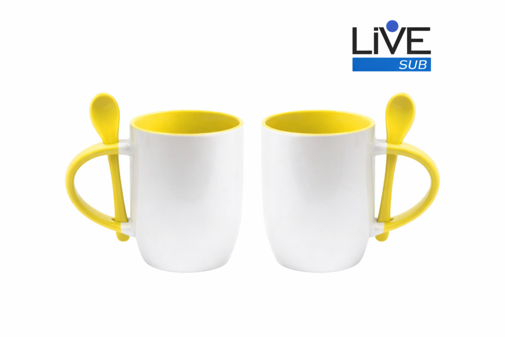 XICARA COM COLHER AMARELO