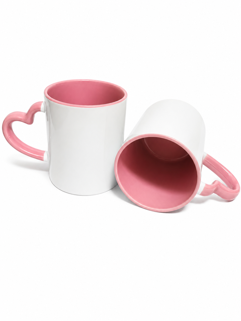 XICARA COM ALÇA DE CORAÇÃO ROSA