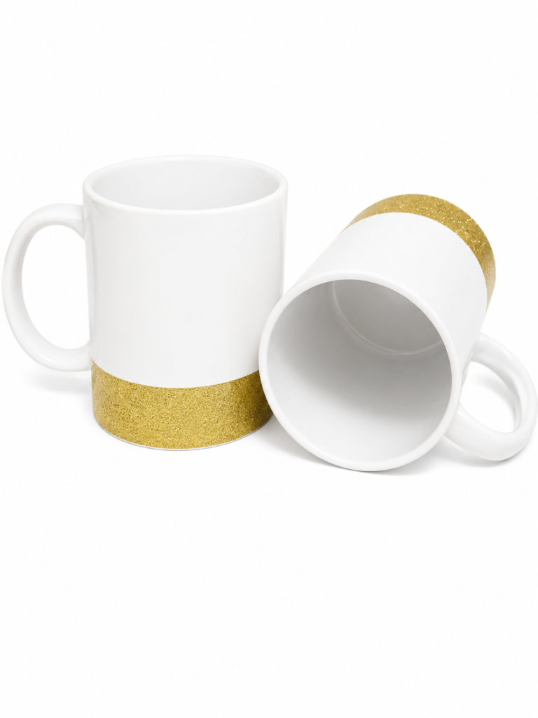 XICARA COM BASE DE GLITTER DOURADO