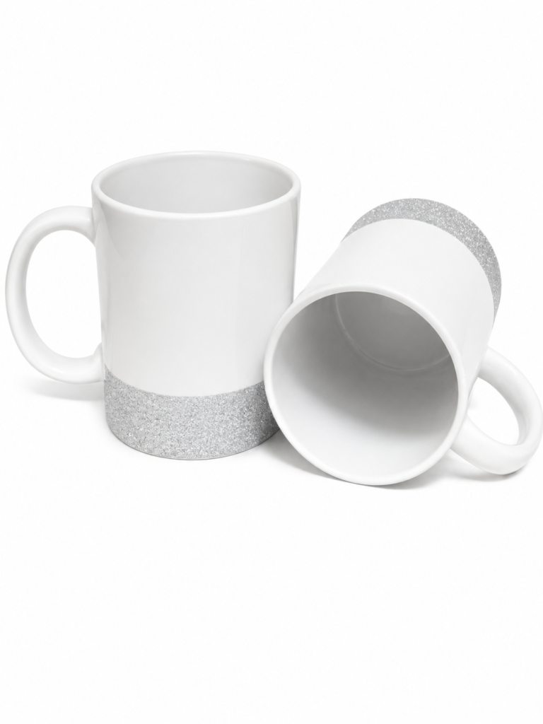 XICARA COM BASE DE GLITTER PRATA