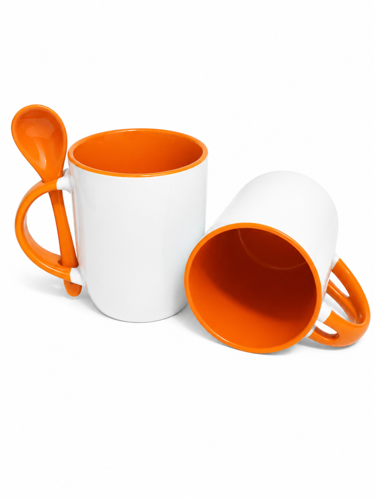 XICARA COM COLHER LARANJA